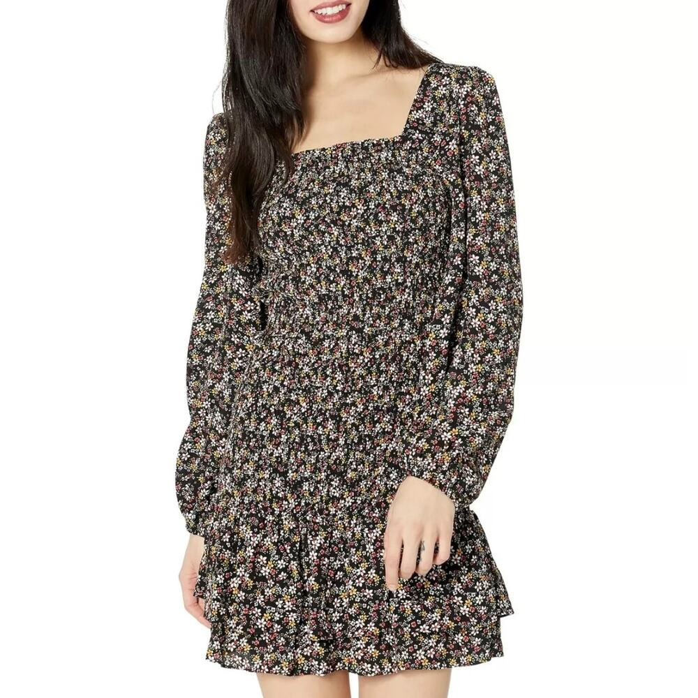 Lost + Wander Women's Black Floral Mini Dress Medium Spring NWOT 100% Rayon